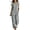 Grey, variant on Jane Wardrobe Women Bohemian Linen Feel 2 Piece Outfit, Round Neck Cap Sleeve Button Asymmetrical Top & Loose Wide Leg Pants Vacation Set Plus Size Friendly True To Size