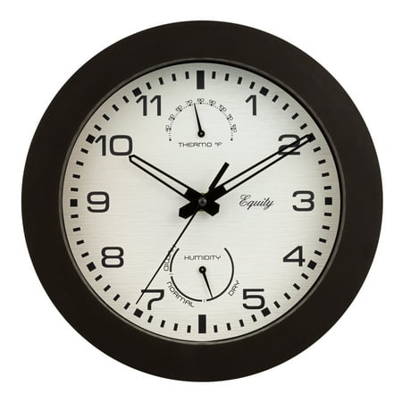 Equity 10-Inch Indoor/Outdoor Waylon Quartz Wall Clock, 10, Brown. 29005