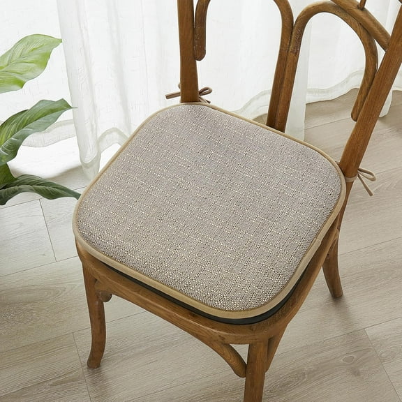 Elegant Comfort Chair Cushion Covers with Ties and Non Skid Rubber Backing-Thick Memory Foam 16 x 16 Inches - Set of 8 Mosaic Textured Pattern, Taupe