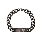 Personalized Men's Black Stainless Steel Medical ID Engraved Bracelet, 9"