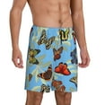 thumbnail image 2 of Naloa Multicolored Butterflies Men's Short Pajama Pants, Lounge Comfort Shorts with Elasticized Waistband and Side Pockets - XX-Large, 2 of 9
