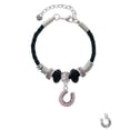 thumbnail image 2 of Delight Jewelry Silvertone Beaded Pink Crystal Horseshoe with Good Luck Lil Sister Celtic Knot Leather Bead Bracelet, 7"+2" Extender, 2 of 4