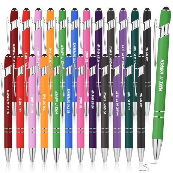 Bolígrafo Yeaqee Inspirational con punta capacitiva x24 unidades, multicolor