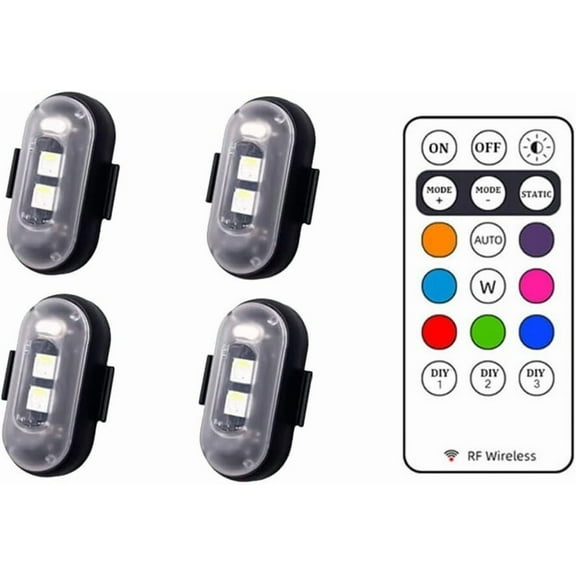 4PCS Wireless LED Strobe Warning Lights for Car, Multifunctional Lights with Remote Control