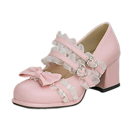 

MIASHUI Womens Sandals Shoes Retro Single Shoes Heel Mary Jane Shoes Bowknot Large Size Square Toe Heels Sandals Heel Shoes Dance Shoes Casual Summer Shoes Pink 7.5