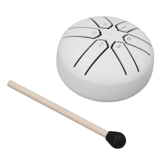 Tambour à Main, Pas de Fond de Teint Musical Requis Tambour à Langue en Acier Facile à Utiliser 6 Notes Miniatures 3 Pouces pour Enfants pour Méditation Noir, Blanc, Rouge