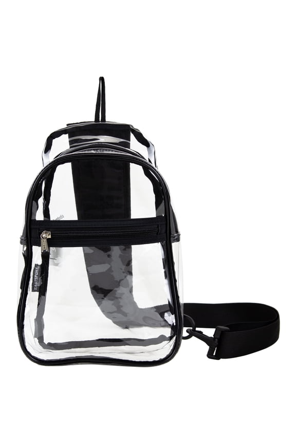 Unisex Clear Sling Stadium Approved Bag, Black Trim