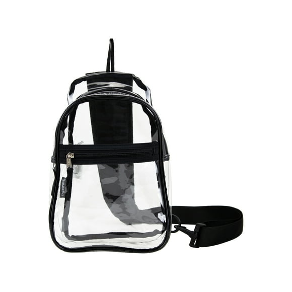Eastsport Unisex Clear Sling Stadium Approved Bag, Black Trim