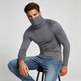thumbnail image 2 of ZRGHAOYLQ Men's Athletic Shirts Long Sleeve Fitness Running Shirts Balaclava Turtleneck High Stretchy Tops Warm Thermal Face Mask Base Shirts, 2 of 9