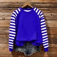 thumbnail image 2 of ZHYou Womens Colorblock Striped Sleeves Long Sleeve Tops,Casual Round Neck Daily Wear Shirts,Blue,Size M, 2 of 5