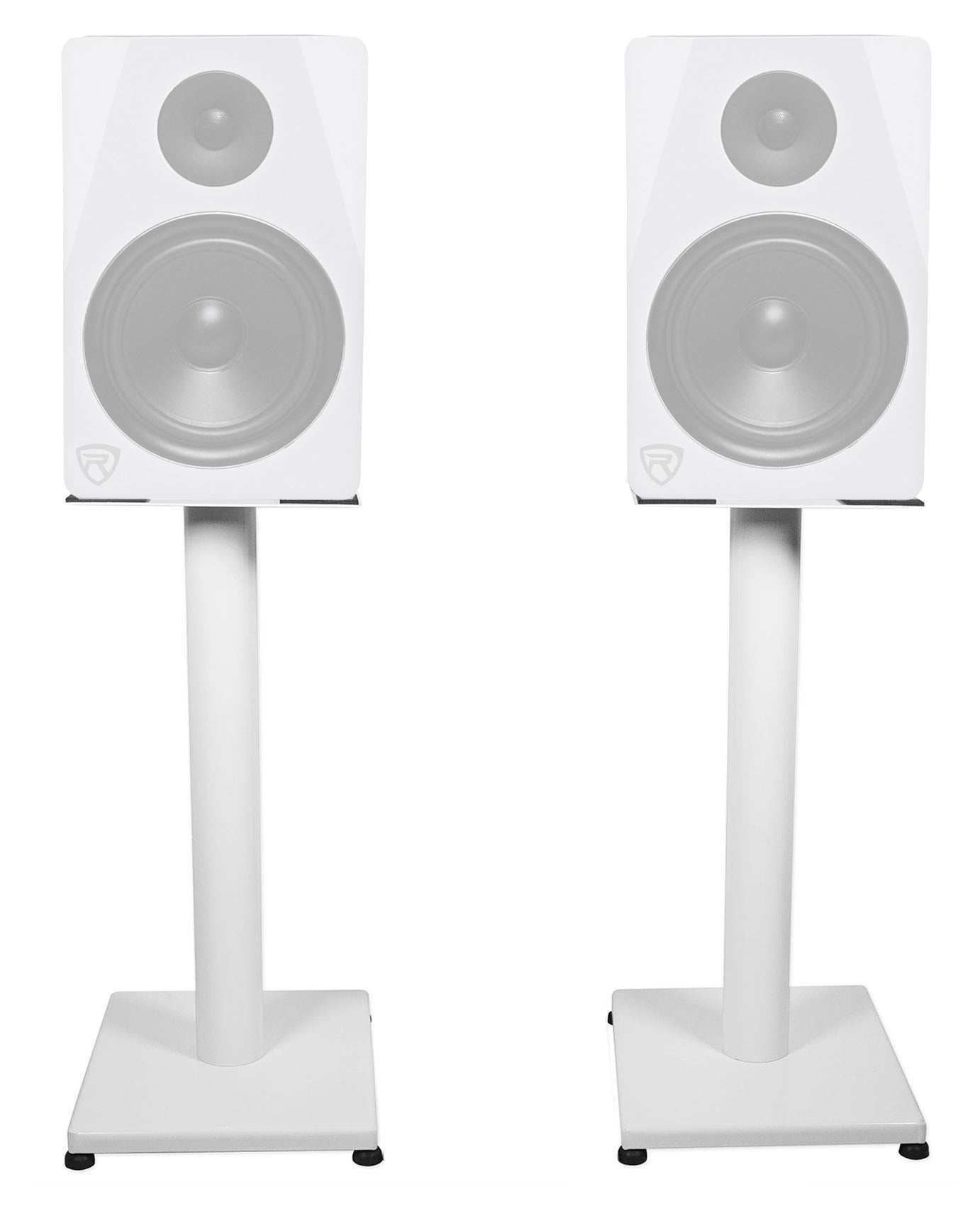 Pair Rockville RockShelf 64W White 6.5" Home Bookshelf Speakers w/21" Stands