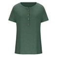 thumbnail image 5 of Wycnly Womens Blouses and Tops Dressy Casual Comfy Breathable Button up Henley Shirts Summer Plain V-Neck Short Sleeve Cute Tees Tops Green s, 5 of 7
