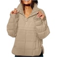 thumbnail image 2 of Womens Quilted Pullover Puffer Down Jacket Winter Warm Packable Lightweight Stand Collar Long Sleeve Coat with Pocket, 2 of 7