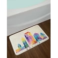 thumbnail image 2 of Austin Bath Mat, Outlined Monuments Skylines of Texas Blended Rainbow Watercolor Ink Splatter Art, Plush Bathroom Decor Mat with Non Slip Backing, 29.5" X 17.5", Multicolor, by Ambesonne, 2 of 2