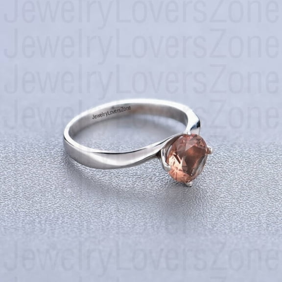 JewelryLoversZone 925 Sterling Silver and Sultanite Ring Round Cut Color-Changing Engagement Ring Handmade Jewelry Gift for Her Silver 3