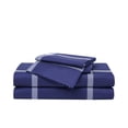 thumbnail image 4 of Truly Soft Printed Windowpane White and Navy Polyester 4-Piece King Sheet Set, geometric themed, for Men and Women, OEKO-TEX Certified Confidence, 4 of 6
