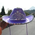 thumbnail image 3 of Prolriy Cowboy Hat Women's Sequin Crown Cowboy Hat Western Cowboy Hats for Women Purple, 3 of 6