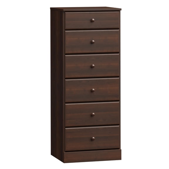 BOWERY HILL 52" Tall 6 Drawer Lingerie Wood Chest with Solid Wood Knobs for Bedroom in Espresso