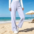 thumbnail image 6 of Womens Quick Dry Casual Pants, Straight Leg Elastic Waist Stretch Breathable Athletic Trousers, Walking Hiking Jogging Fitness Sports Wear | VerBelle,Light Blue M, 6 of 7