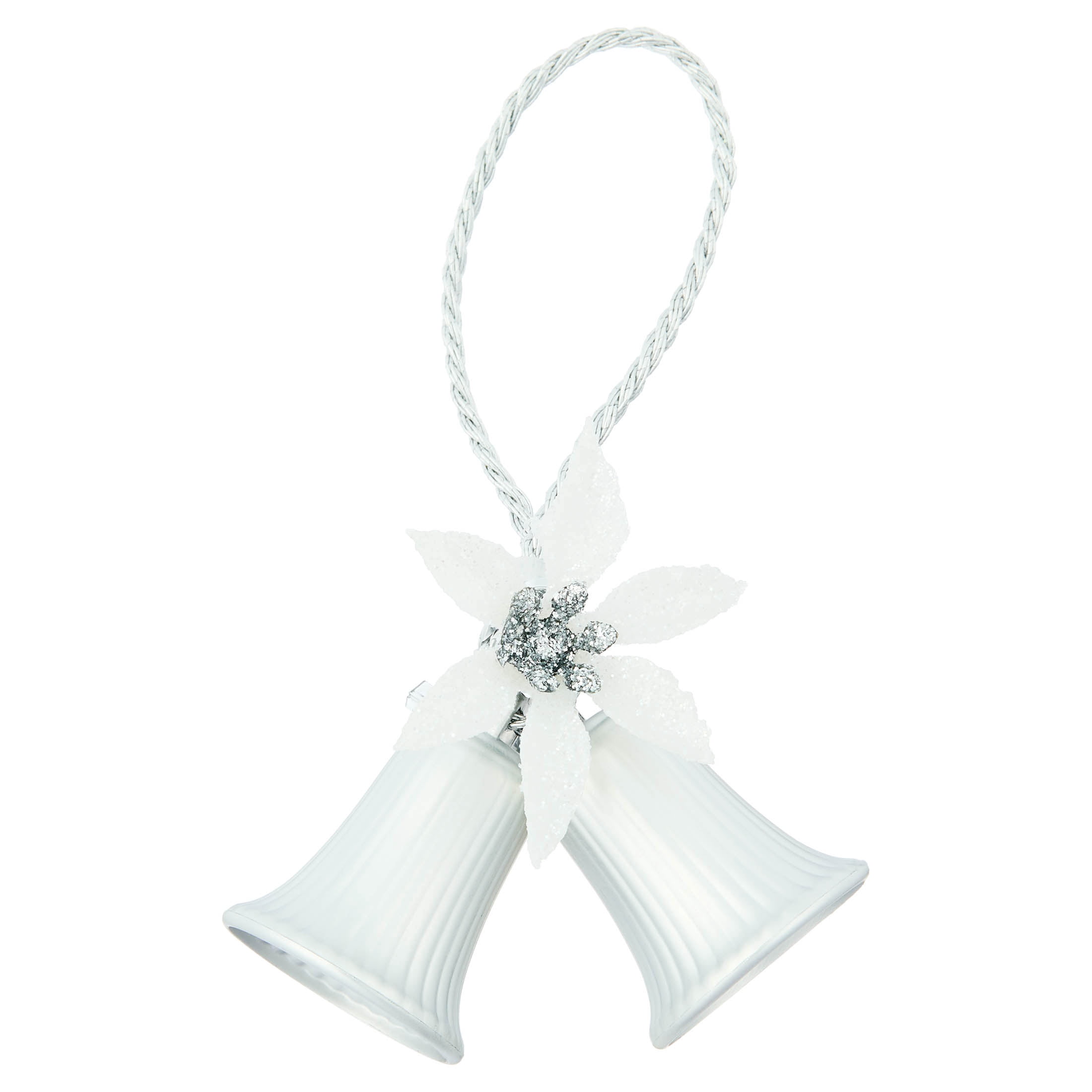4-Count Silver Double Bell Mini Christmas Ornaments, 4", by Holiday Time