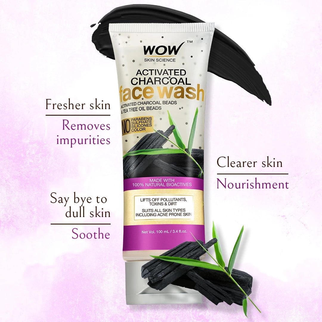 wow charcoal foaming face wash