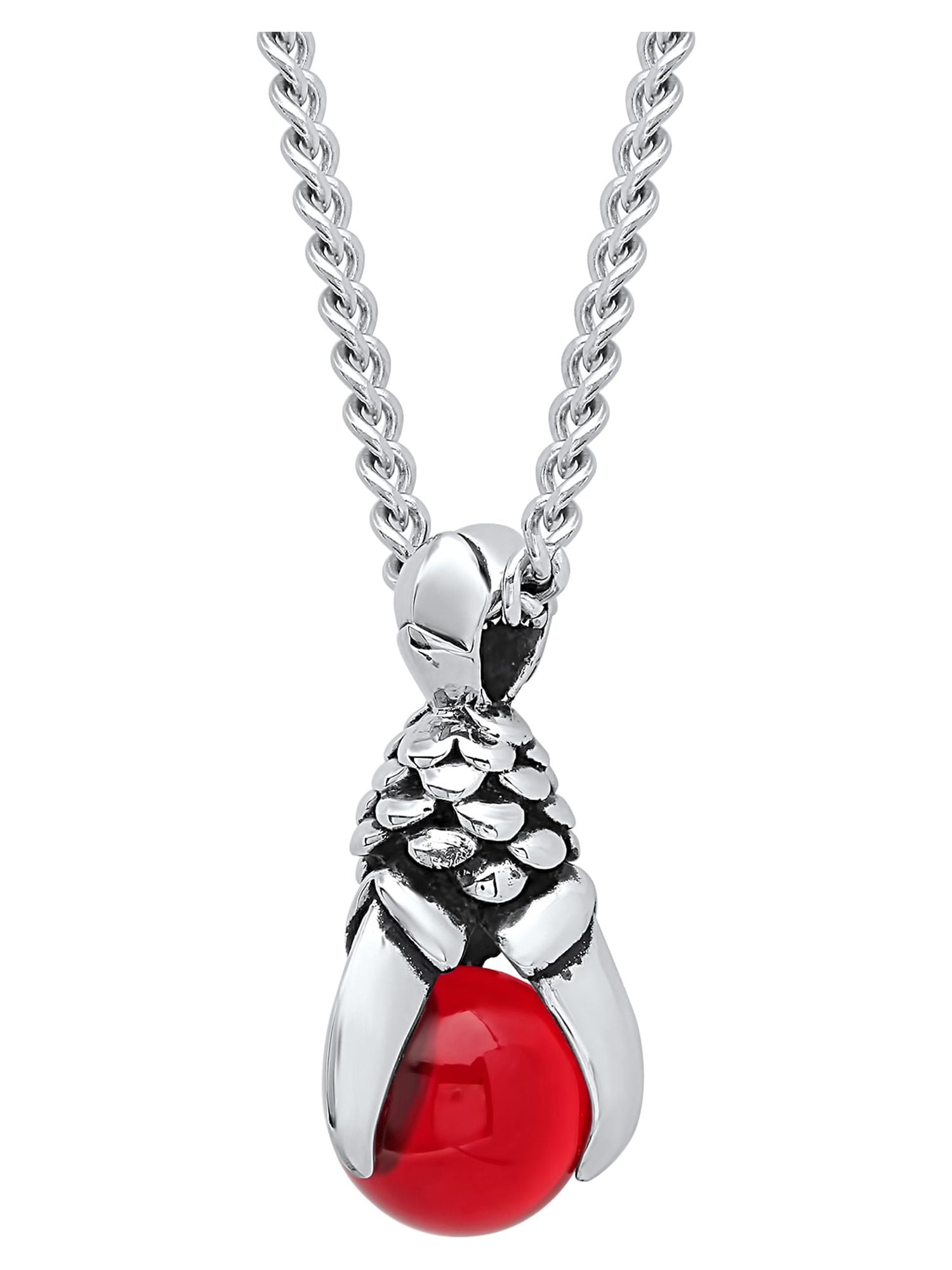 Believe by Brilliance Men's Stainless Steel Gothic Red Crystal Claw Pendant Necklace
