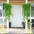 thumbnail image 4 of Haidf 2Pcs Artificial Hanging Plants, Faux Plastic Fern Vine Plants Fake Ivy Vine Greenery Garland with Flower, UV Resistant Realistic Hanging Flowers for Home Porch Spring Decor, 30.7", Green, 4 of 7