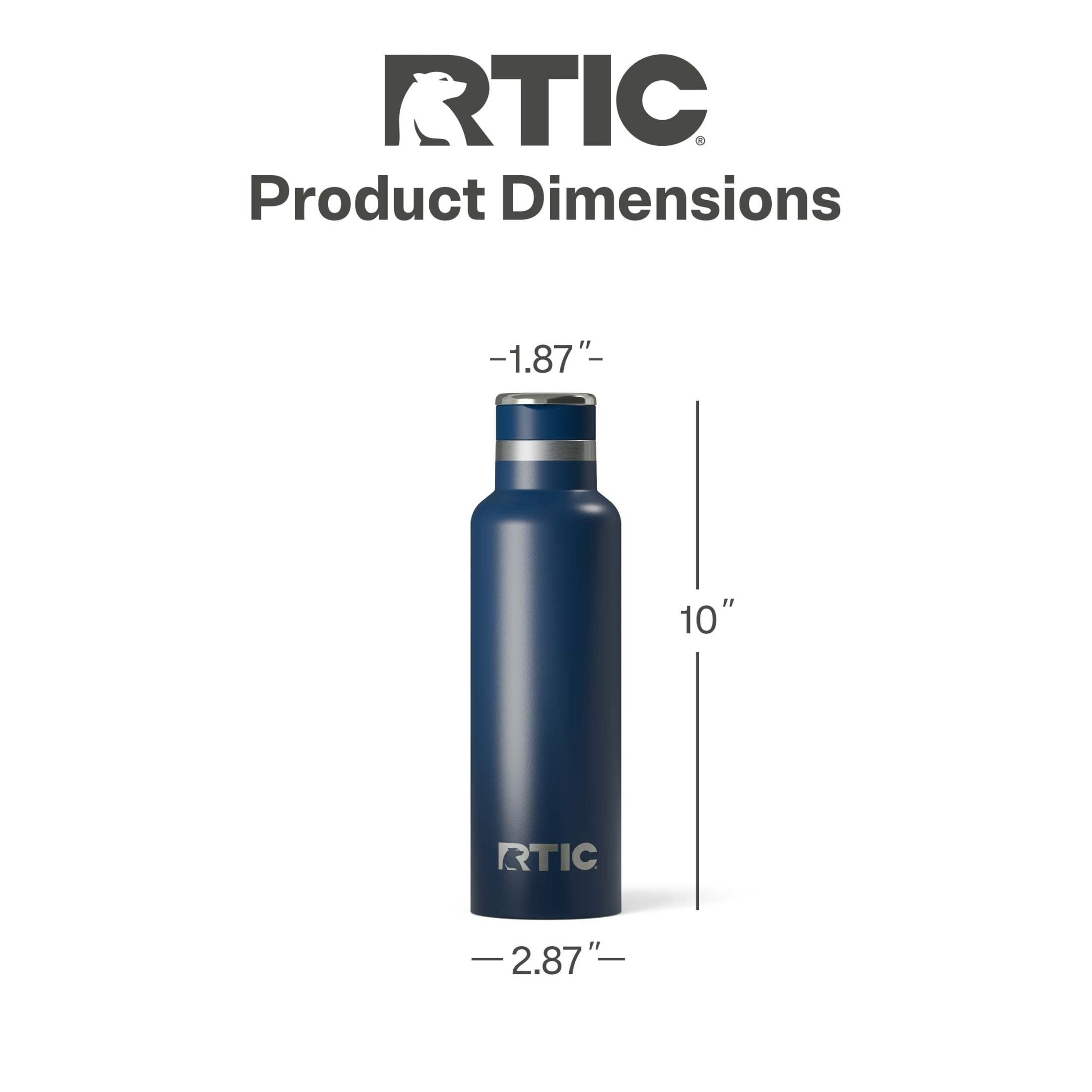 RTIC 20 oz Ceramic Lined Insulated Journey Water Bottle, Leak-Proof Lid, Navy