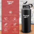 thumbnail image 3 of Botella de agua Reebok de acero inoxidable de 1,2 L con aislamiento de pajita, 3 of 8