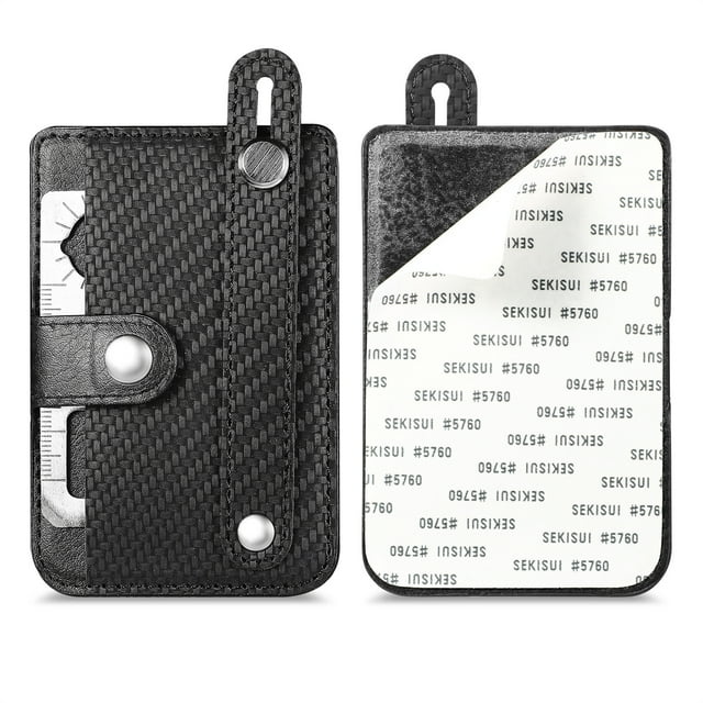 Leodye 1PCS Multifunctional Adhesive Phone Wallet Zipper Multiple Card Hand Back Sticker Mobile Phone Card Case -3.74 × 2.56 in