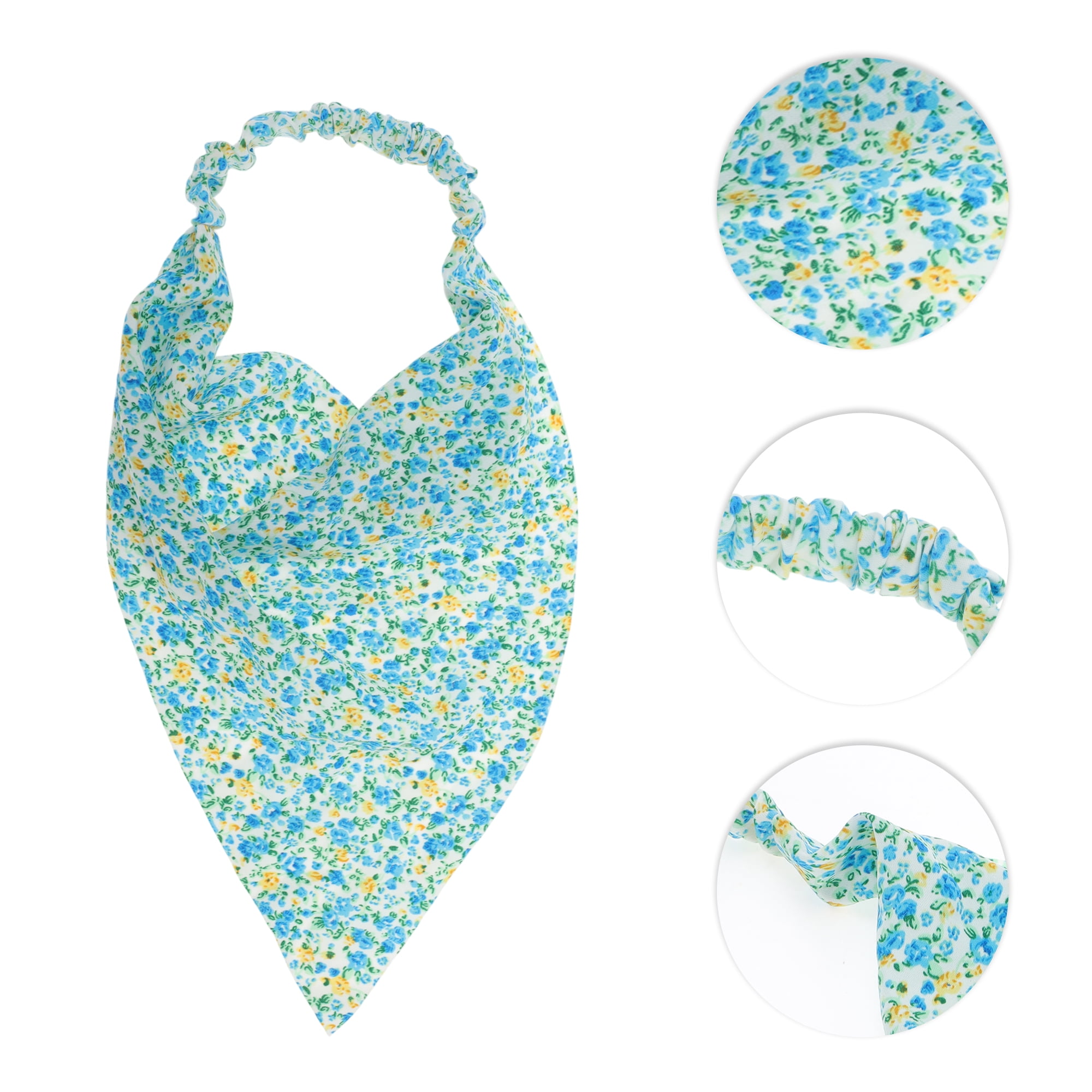 Unique Bargains 1pc Floral Soft Breathable Headwrap for Daily Life White Blue