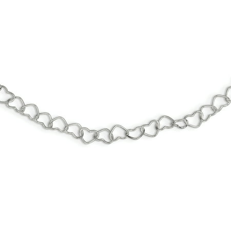 - 925 Sterling Silver 18 Inch Heart Cuban Link Chain Necklace Pendant Charm Fancy For Women