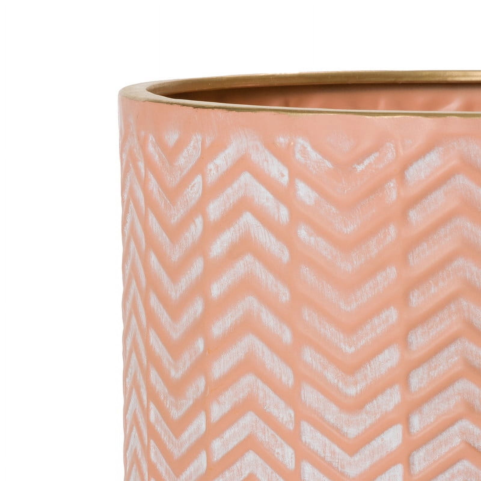 Boho Metal Planter Pot With 3-Leg Gold Metal Base - Terracotta Color - 24"H x 12.25"W