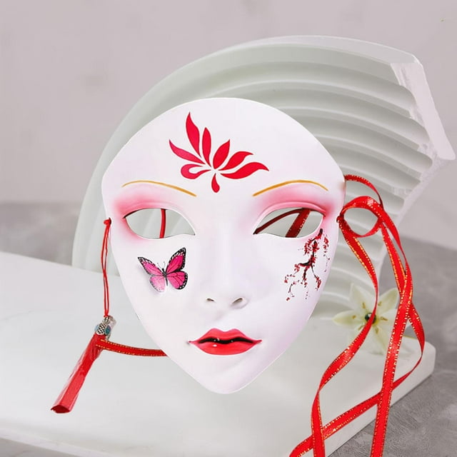 Máscara de ,Máscara de fiesta,Máscara facial completa,Máscara tradicional japonesa,Máscara de cosplay de estilo chino para carnaval,Artículos