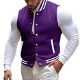 thumbnail image 4 of Bcfgryg Men's Spring And Autumn Vest Coat Standing Collar Sleeveless Button Jacket Vest Mens Waterproof Jacket Purple S, 4 of 5