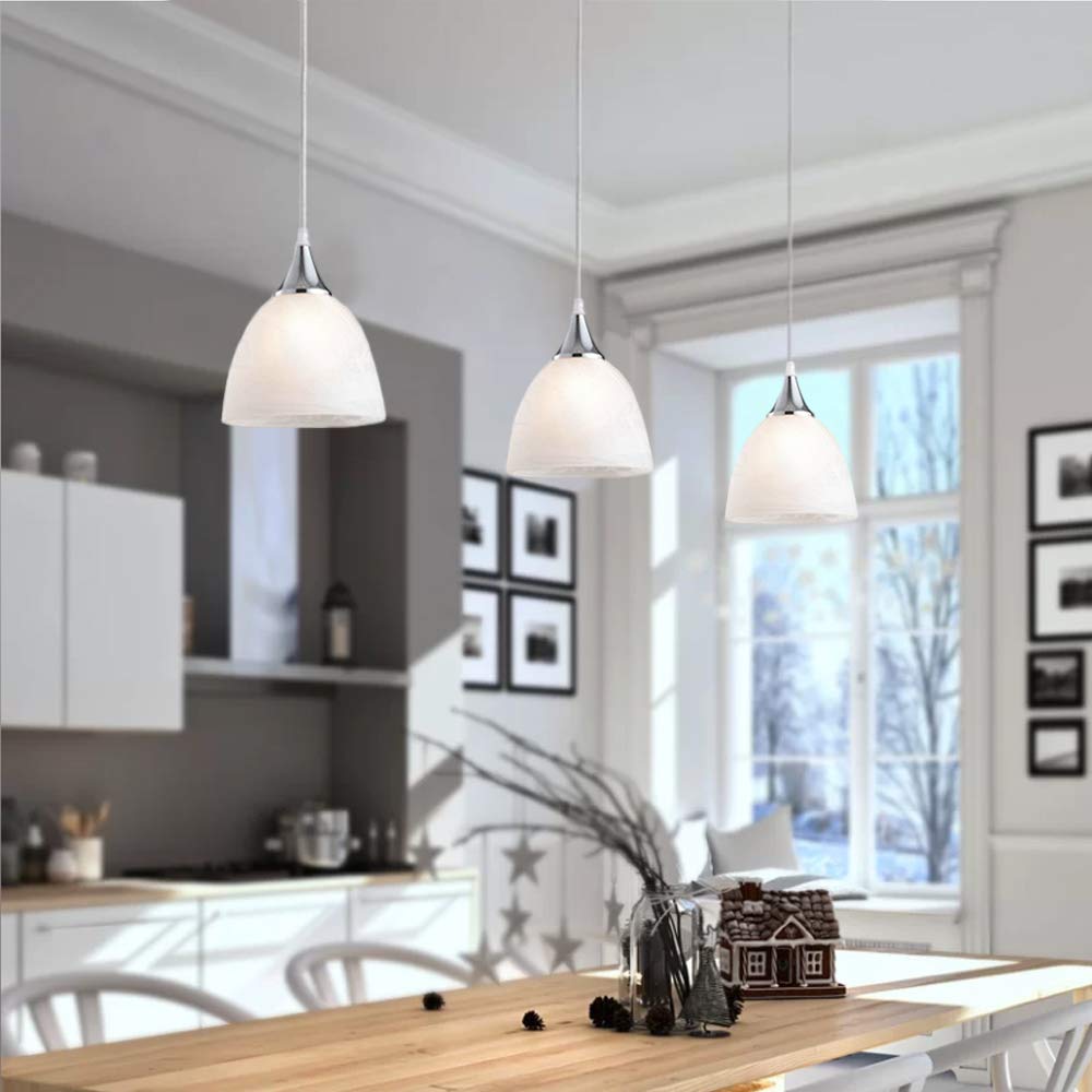 Kiven H-Type Track Light, Dimmable Track Mount Pendant Lighting Fixtures W/  Frosted White Finish Glass Shade,White Pack