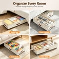 thumbnail image 5 of Under Bed Storage with Wheels, 58L Under Bed Storage Containers, Underbed Shoe Storage Organizer, Rolling Under Bed Metal Drawers for Clothes, Blankets (Beige, 2PK), 5 of 9