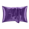 thumbnail image 2 of 2Pcs Imitation Satin Pillowcases, Solid‑Color Imitation Silk Pillow Covers, Zippered Smooth Pillow Shells for Bedroom Bedding, Purple Pink 51*91cm, 2 of 6