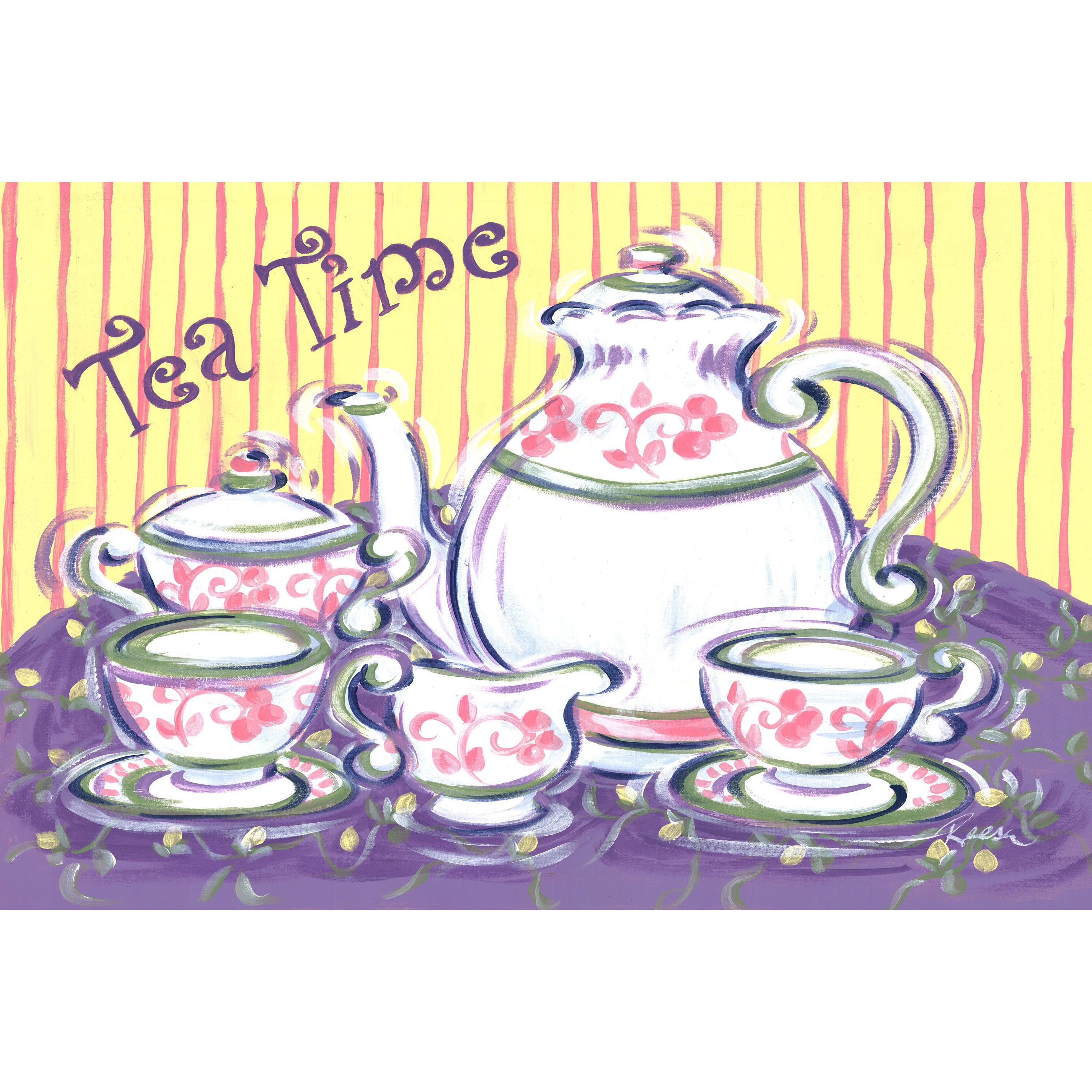 Marmont Hill "Tea Time" by Reesa Qualia Painting Print on Wrapped Canvas