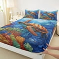 thumbnail image 3 of Feelyou Teen Sea Turtle Twin Sheet Sets, Cartoon Sealife Twin Fitted Sheet, Dreamy Underwater World Flat Sheet, Luxury Bedroom Decor, 3pcs, 3 of 7
