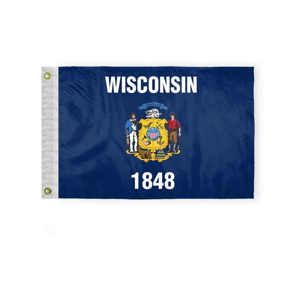 A.G.A.S 12" x 18" 200 Denier Nylon Wisconsin State Outdoor Flag, Double Sided Print, Fade Proof