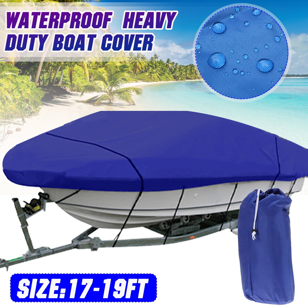 VHull Fish Ski Trailerable Boat Cover for 1416ft/ 1719ft/ 2022ft Fishing Speedboat with