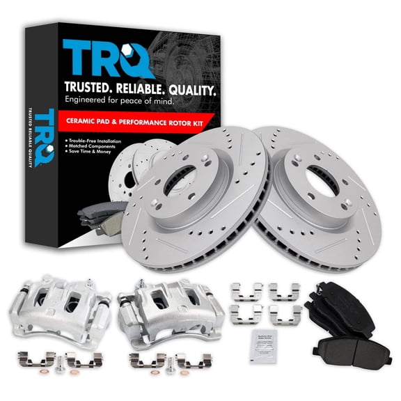 Front Ceramic Brake Pad, Performance Rotor & Caliper Kit for Kia BKA21699 Fits select: 2007-2009 HYUNDAI SANTA FE