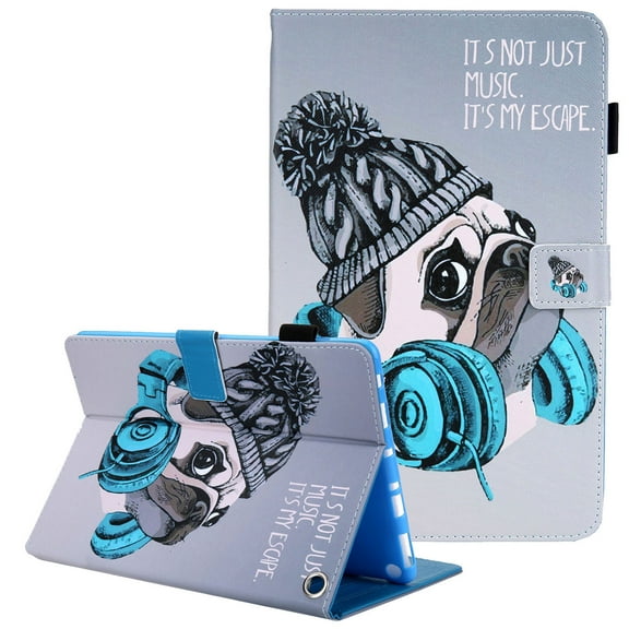Wallet Case for Kindle Fire HD 10 Plus 2021, Fire HD 10.1-inch Cover 11th Gen 2021, Allytech Slim PU Leather with Shockproof TPU Multi-Angle Viewing Stand Auto Sleep Wake Case Sleeve, Music Dog