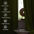 thumbnail image 6 of Olive Green Velvet Curtains Elegant Thermal Insulated Light Blocking Drapes for Office, Heavy Soft Curtains for Bedroom, Rich Earthy Tone Christmas Decor, W52 x L92, 2 Panels, 6 of 9