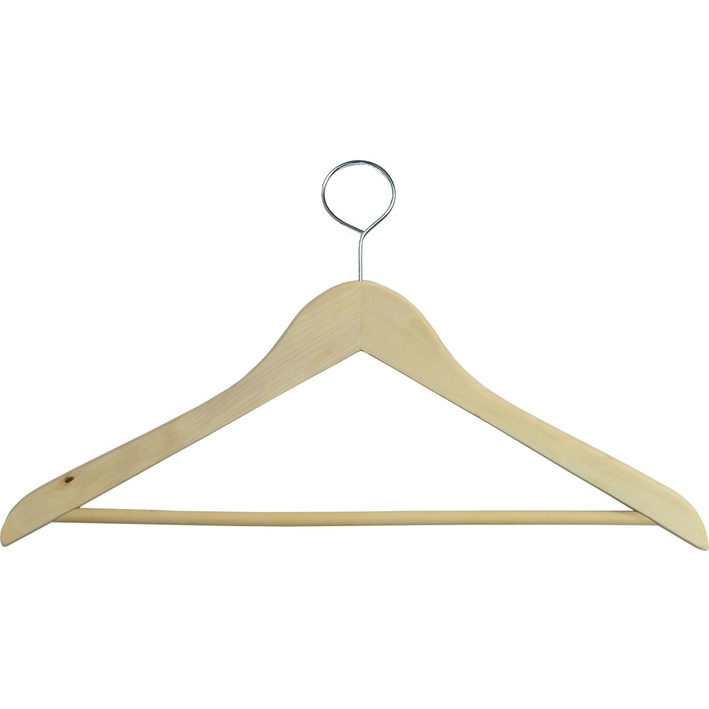 Unfinished Wooden Closed Loop Hangers with Suit Bar For Hotels And Hospitality, (Box of 25) High