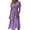 Purple, variant on Boho Dresses for Women Short Sleeve Crossover Wrap V Neck Summer Dress Casual Loose A-Line Knee Length Swing Dress