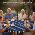 thumbnail image 3 of Round Outdoor Tablecloth with Umbrella Hole and Zipper, Boho Navy Blue Tablecloth with Elastic Waterproof, Minimalist Farmhouse Striped Patio Table Covers for 45" - 54" Picnic Pool Tables, 3 of 9