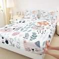 thumbnail image 4 of Cat Sheet Set Queen Kawaii Decor,Cute Animal Kitten Pet Cats Bed Sheets,Flower Plant Tree Branches Botanical Fitted Sheet,Loving Heart Print Cat Footprint Top Sheet, 4 of 6