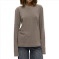 thumbnail image 2 of Camiseta de Larga A Rayas para Mujer, Cuello Redondo, Corte Holgado Color Café M, 2 of 10